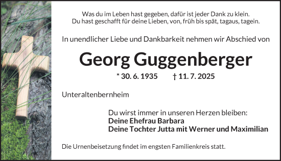 Traueranzeige von Georg Guggenberger von Neustadt/ Scheinfeld/ Uffenheim
