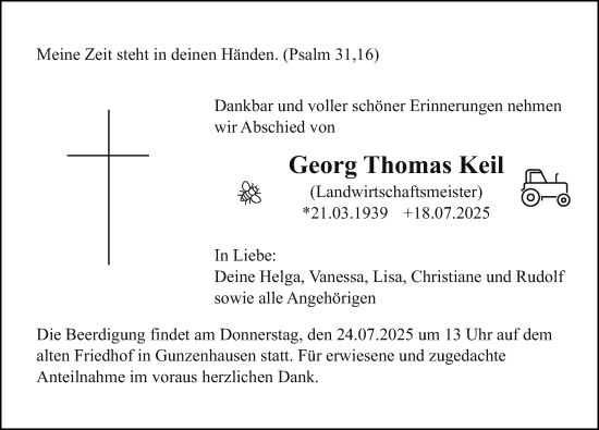 Traueranzeige von Georg Thomas Keil von Neustadt/ Scheinfeld/ Uffenheim