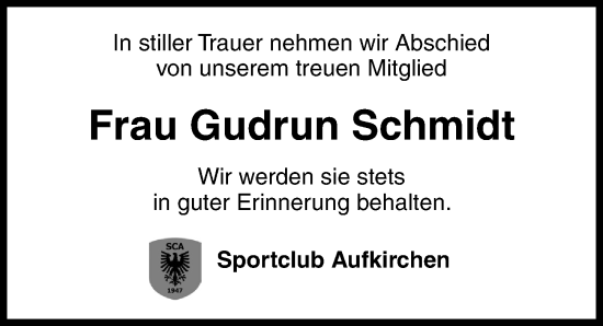 Traueranzeige von Gudrun Schmidt von Dinkelsbühl/ Feuchtwangen