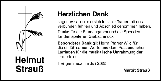 Traueranzeige von Helmut Strauß von Dinkelsbühl/ Feuchtwangen