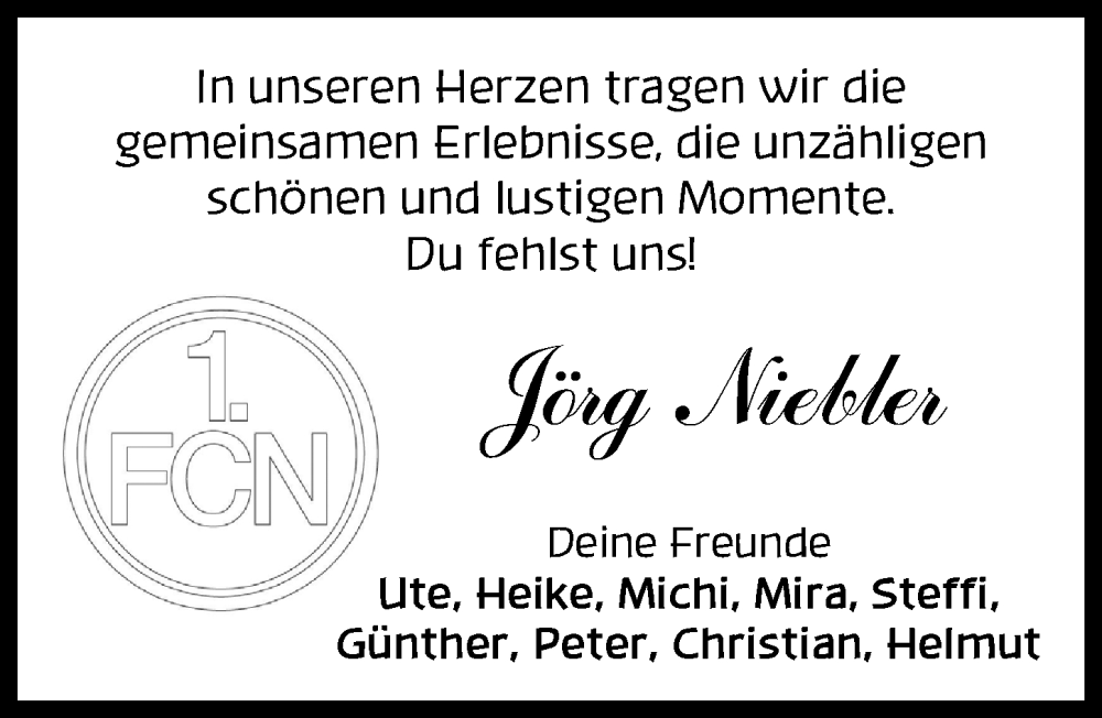  Traueranzeige für Jörg Niebler vom 26.07.2025 aus Neustadt/ Scheinfeld/ Uffenheim