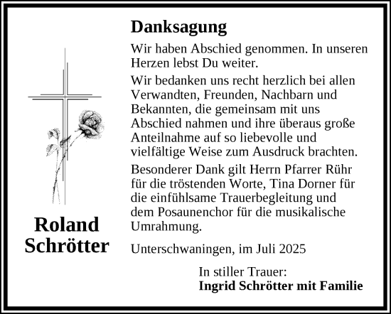 Traueranzeige von Roland Schrötter von Dinkelsbühl/ Feuchtwangen
