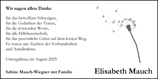 Traueranzeige von Elisabeth Mauch von Rothenburg