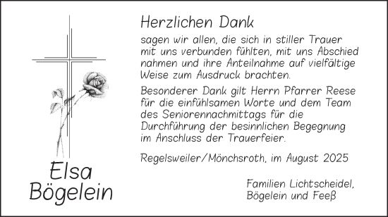 Traueranzeige von Elsa Bögelein von Dinkelsbühl/ Feuchtwangen