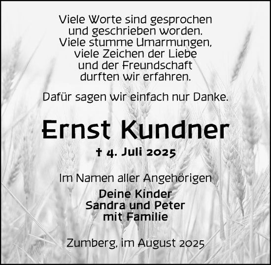 Traueranzeige von Ernst Kundner von Dinkelsbühl/ Feuchtwangen