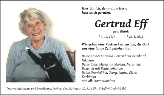 Traueranzeige von Gertrud Eff von Dinkelsbühl/ Feuchtwangen