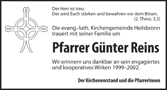 Traueranzeige von Günter Reins von GE
