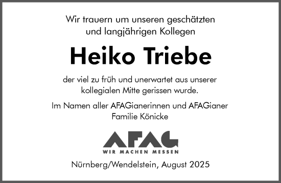 Traueranzeige von Heiko Triebe von Neustadt/ Scheinfeld/ Uffenheim