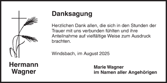 Traueranzeige von Hermann Wagner von Ansbach