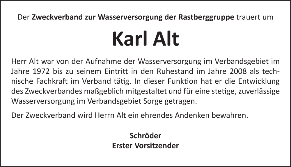  Traueranzeige für Karl Alt vom 13.08.2025 aus Dinkelsbühl/ Feuchtwangen