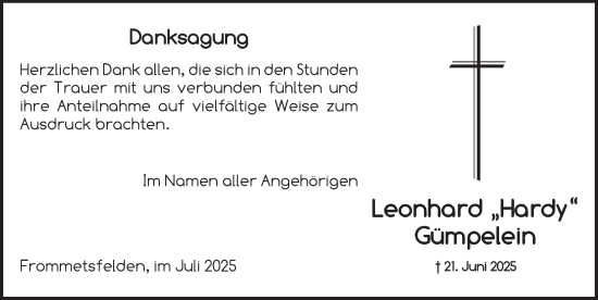 Traueranzeige von Leonhard Gümpelein von GE