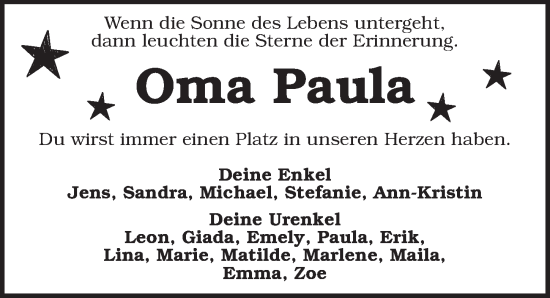 Traueranzeige von Paula Gögelein von Dinkelsbühl/ Feuchtwangen