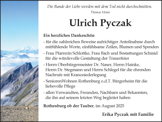 Traueranzeige von Ulrich Pyczak von GE