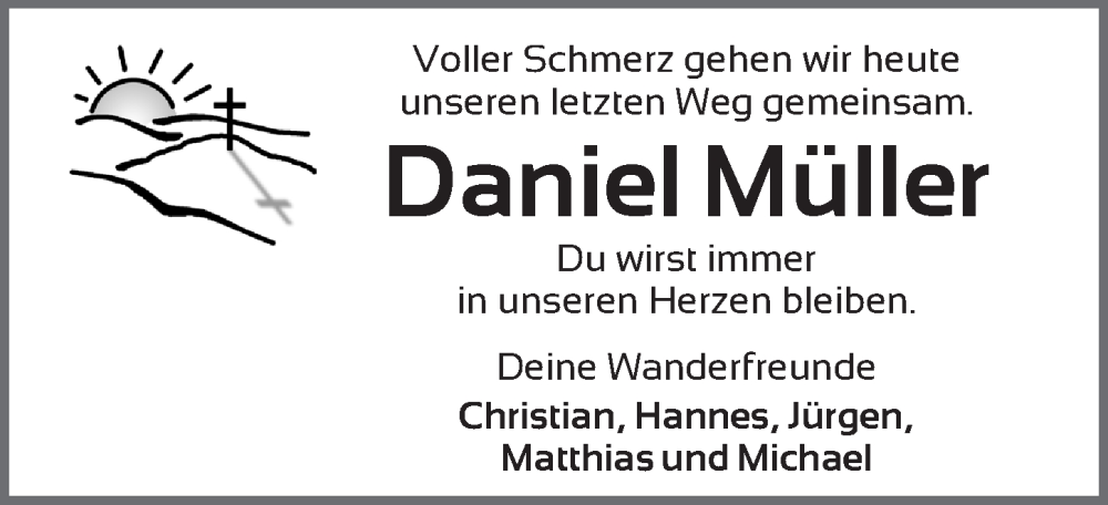  Traueranzeige für Daniel Müller vom 26.09.2025 aus Ansbach