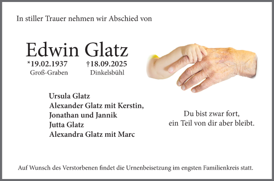Traueranzeige von Edwin Glatz von GE