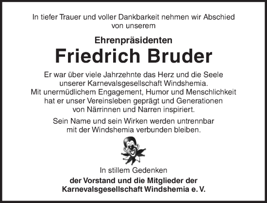 Traueranzeige von Friedrich 