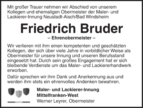 Traueranzeige von Friedrich 