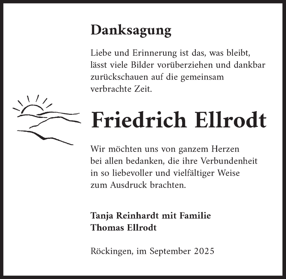  Traueranzeige für Friedrich Ellrodt vom 20.09.2025 aus Dinkelsbühl/ Feuchtwangen
