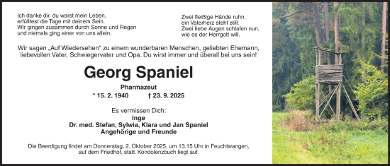 Traueranzeige von Georg Spaniel von GE