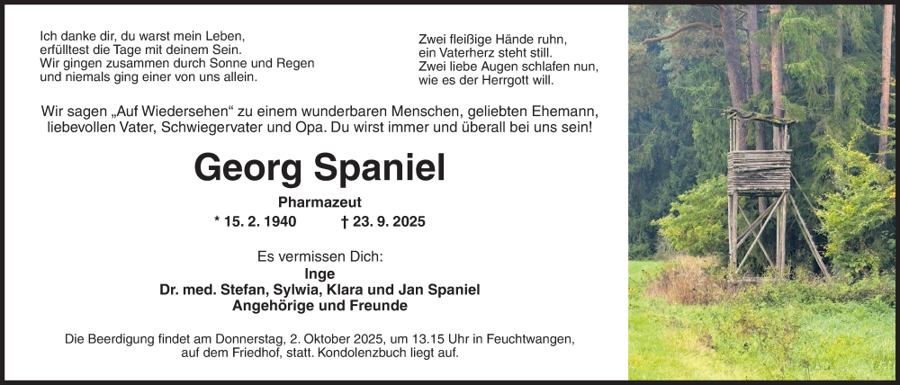  Traueranzeige für Georg Spaniel vom 30.09.2025 aus GE