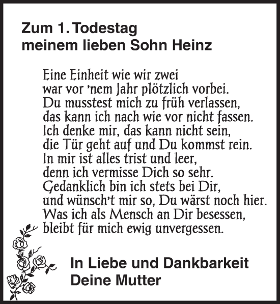 Traueranzeige von Heinz  von Neustadt/ Scheinfeld/ Uffenheim