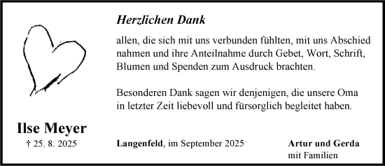 Traueranzeige von Ilse Meyer von Neustadt/ Scheinfeld/ Uffenheim