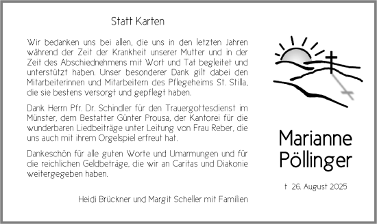 Traueranzeige von Marianne Pöllinger von Ansbach