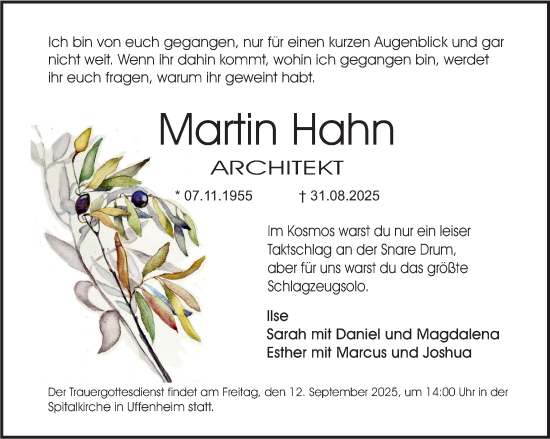 Traueranzeige von Martin Hahn von GE