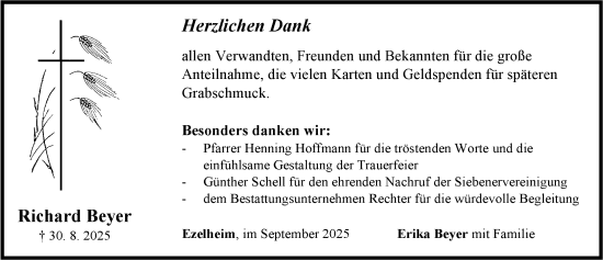 Traueranzeige von Richard Beyer von Neustadt/ Scheinfeld/ Uffenheim