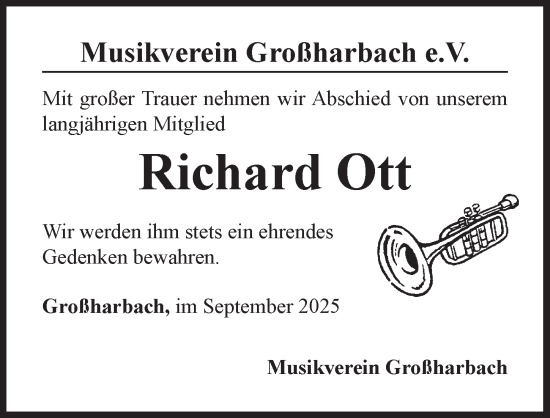 Traueranzeige von Richard Ott von Rothenburg