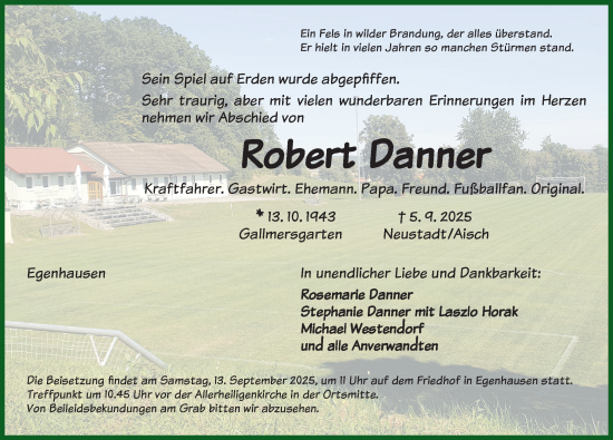 Traueranzeige von Robert Danner von Neustadt/ Scheinfeld/ Uffenheim
