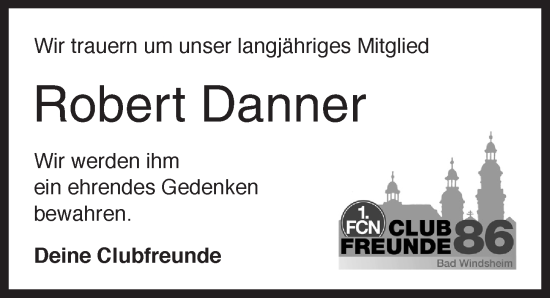 Traueranzeige von Robert Danner von Neustadt/ Scheinfeld/ Uffenheim