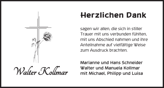Traueranzeige von Walter Kollmar von Dinkelsbühl/ Feuchtwangen