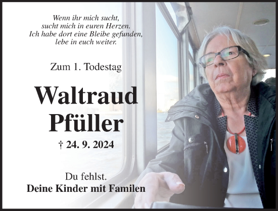 Traueranzeige von Waltraud Pfüller von Neustadt/ Scheinfeld/ Uffenheim