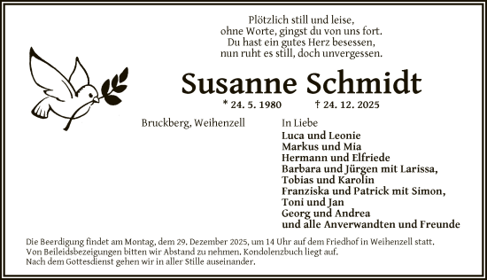 Traueranzeige von Susanne Schmidt 