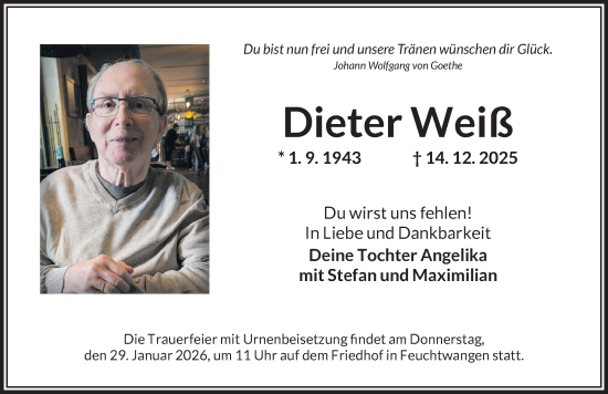 Traueranzeige von Dieter Weiß von GE