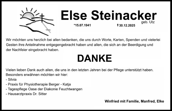 Traueranzeige von Else Steinacker von Dinkelsbühl/ Feuchtwangen