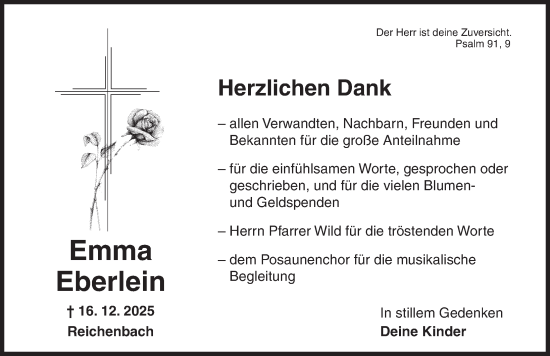 Traueranzeige von Emma Eberlein von Dinkelsbühl/ Feuchtwangen