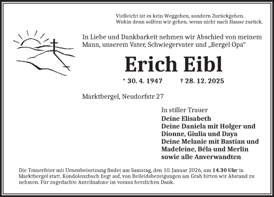Traueranzeige von Erich Eibl von Neustadt/ Scheinfeld/ Uffenheim