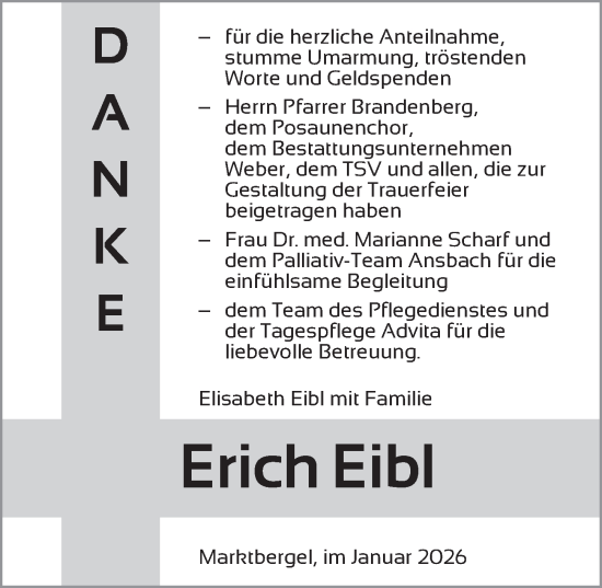 Traueranzeige von Erich Eibl von Neustadt/ Scheinfeld/ Uffenheim