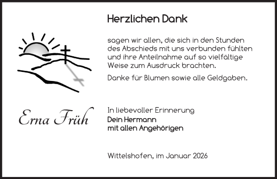 Traueranzeige von Erna Früh von Dinkelsbühl/ Feuchtwangen