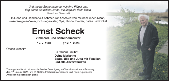 Traueranzeige von Ernst Scheck von Neustadt/ Scheinfeld/ Uffenheim