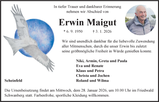 Traueranzeige von Erwin Maigut von Neustadt/ Scheinfeld/ Uffenheim