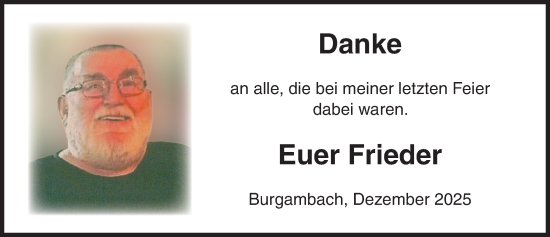 Traueranzeige von Frieder  von Neustadt/ Scheinfeld/ Uffenheim