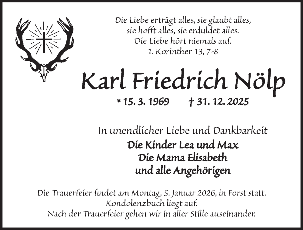  Traueranzeige für Karl Friedrich Nölp vom 03.01.2026 aus Ansbach