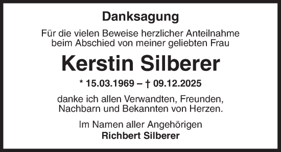 Traueranzeige von Kerstin Silberer von Ansbach