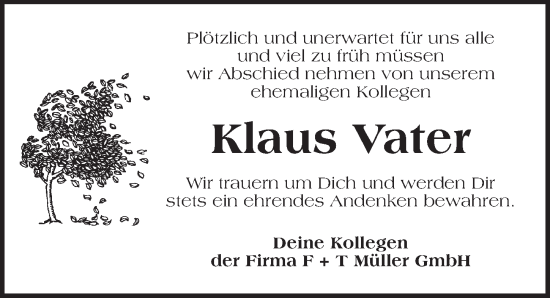 Traueranzeige von Klaus Vater von Neustadt/ Scheinfeld/ Uffenheim