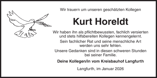 Traueranzeige von Kurt Horeldt von Dinkelsbühl/ Feuchtwangen