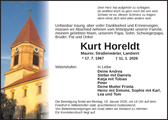 Traueranzeige von Kurt Horeldt von Dinkelsbühl/ Feuchtwangen