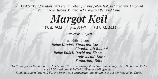 Traueranzeige von Margot Keil von Dinkelsbühl/ Feuchtwangen